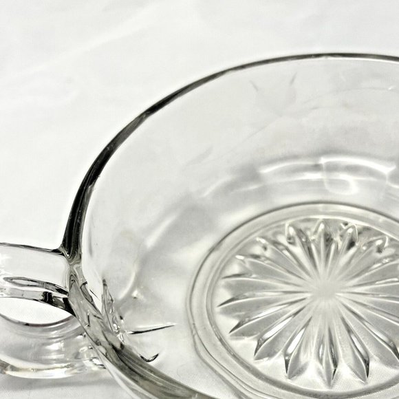Clear Cut Glass Starburst Handled Bowl, Vintage EUC - Picture 5 of 8